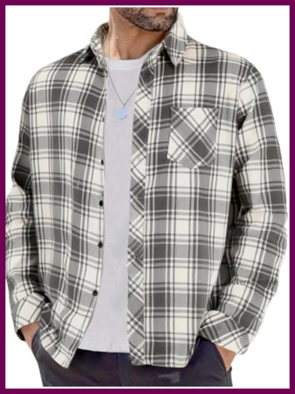 Men's Flannel Button Down Shirt Plaid Long Sleeve Casual Fall Jacket